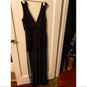 Long Black Sleeveless Sheer dress
